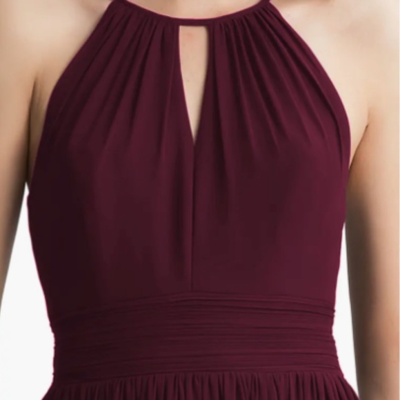 NWOT Levkoff Keyhole Neck Chiffon A-Line Gown - Wine - Picture 2 of 4